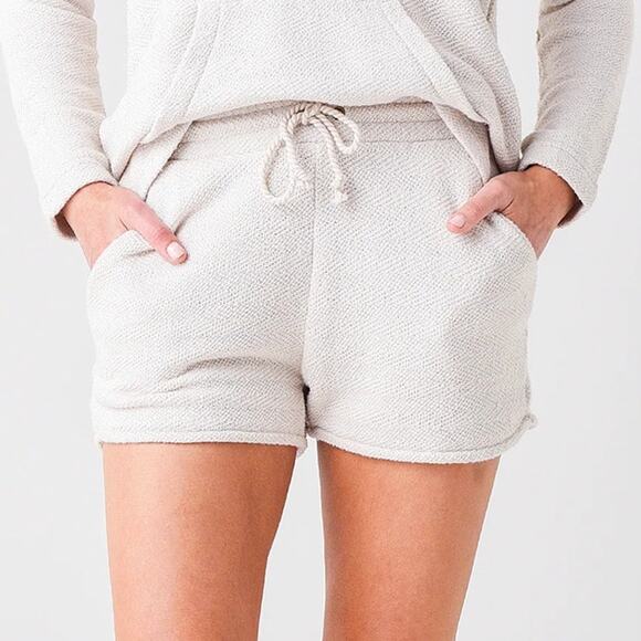 Faherty Cotton Textured Drawcord Waist Sweat Shorts Cream XS - Picture 2 of 9